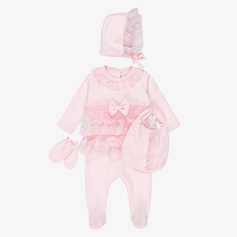 Caramelo Kids-طقم أفارول بيبي غرو بقطعتين لون زهري للبنات الرضع | Childrensalon