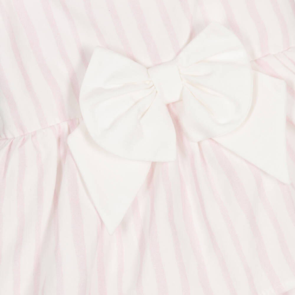 Caramelo Kids-Baby Girls White & Pale Pink Candy Stripe Dress | Childrensalon
