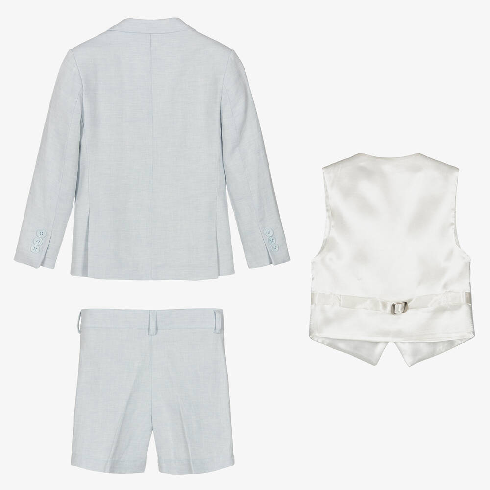 Caramelo Kids-طقم شورت قطن وكتان لون أزرق للأولاد | Childrensalon