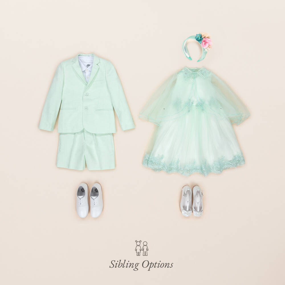 Caramelo Kids-بدلة شورت كتان وقطن لون أخضر للأولاد | Childrensalon