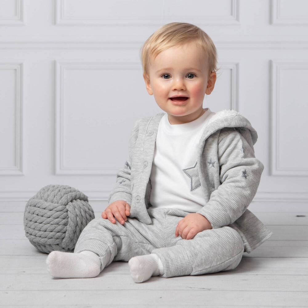 Caramelo Kids-Boys Grey & White Tracksuit Set | Childrensalon