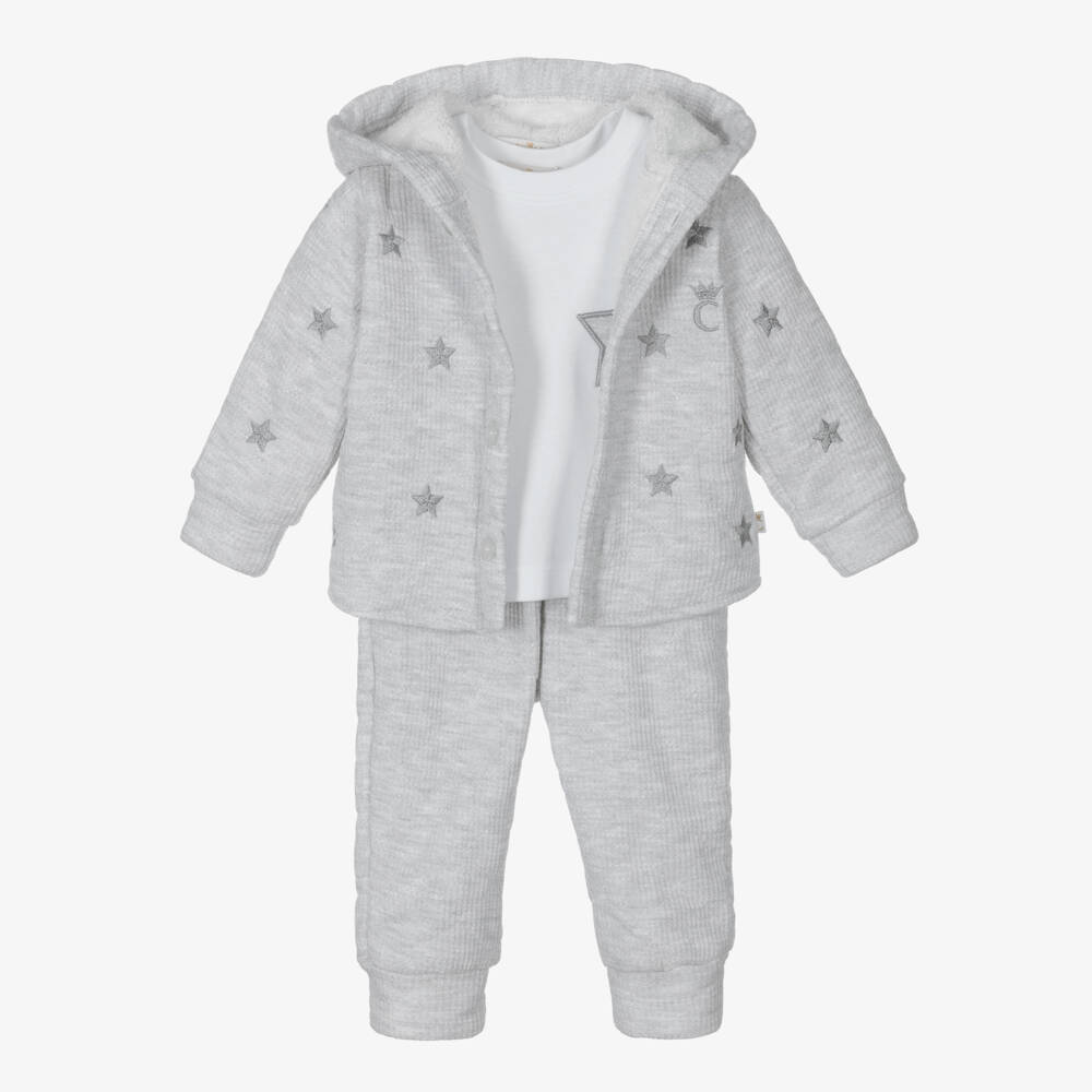 Caramelo Kids-Boys Grey & White Tracksuit Set | Childrensalon