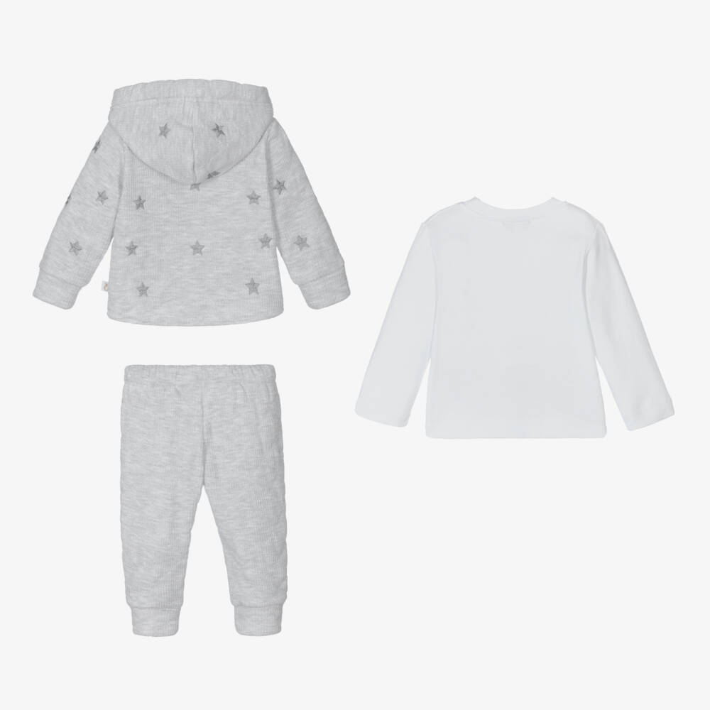 Caramelo Kids-Boys Grey & White Tracksuit Set | Childrensalon