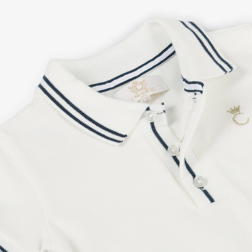 Caramelo Kids-Boys Ivory & Navy Blue Cotton Shorts Set | Childrensalon