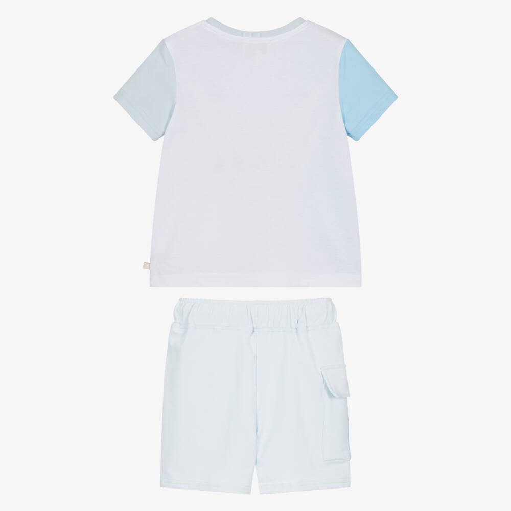 Caramelo Kids-Boys Light Blue Cotton Jersey Shorts Set | Childrensalon