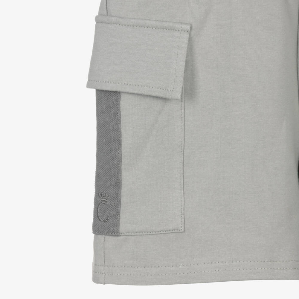 Caramelo Kids-Boys Light Grey Cotton Jersey Shorts Set | Childrensalon