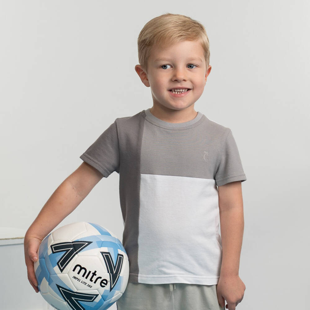 Caramelo Kids-طقم شورت قطن لون رمادي فاتح للأولاد | Childrensalon