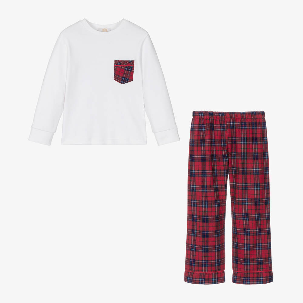 Caramelo Kids-Boys Red Tartan Check Cotton Pyjamas | Childrensalon
