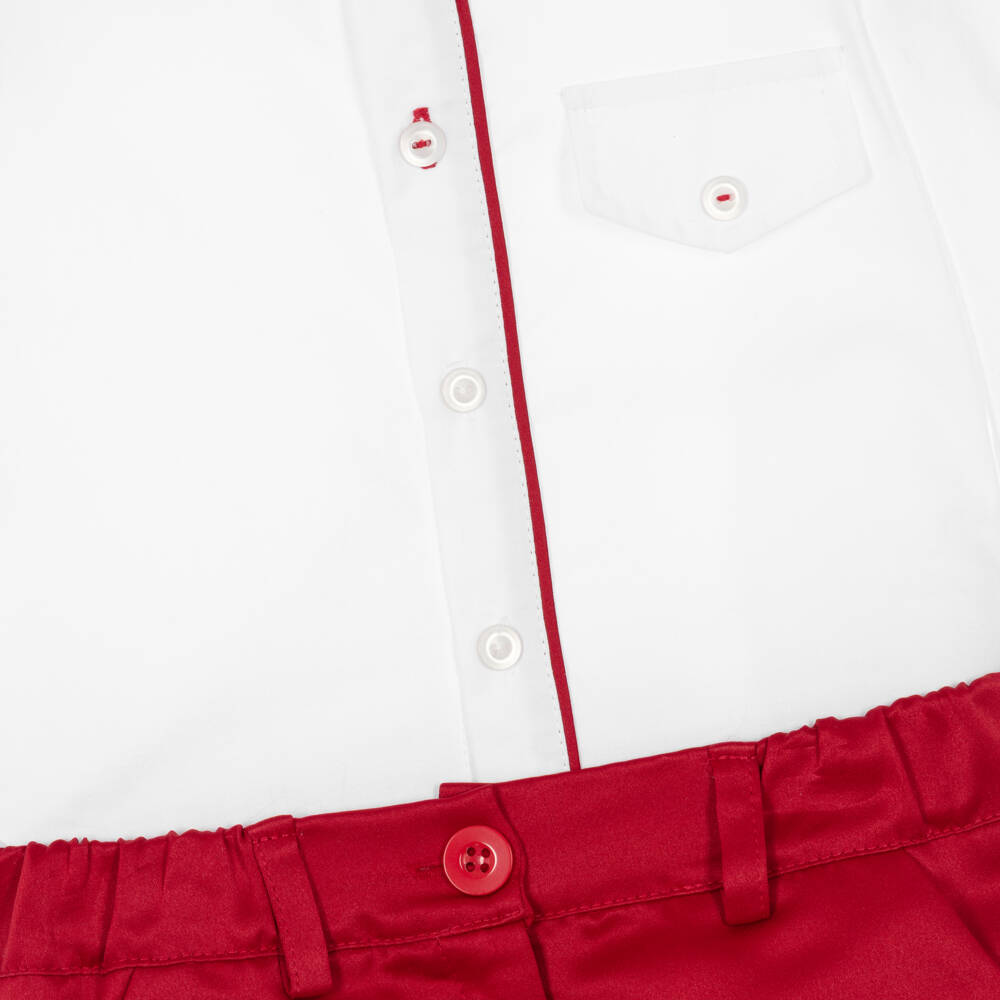 Caramelo Kids-Boys Red & White Cotton Shorts Set | Childrensalon
