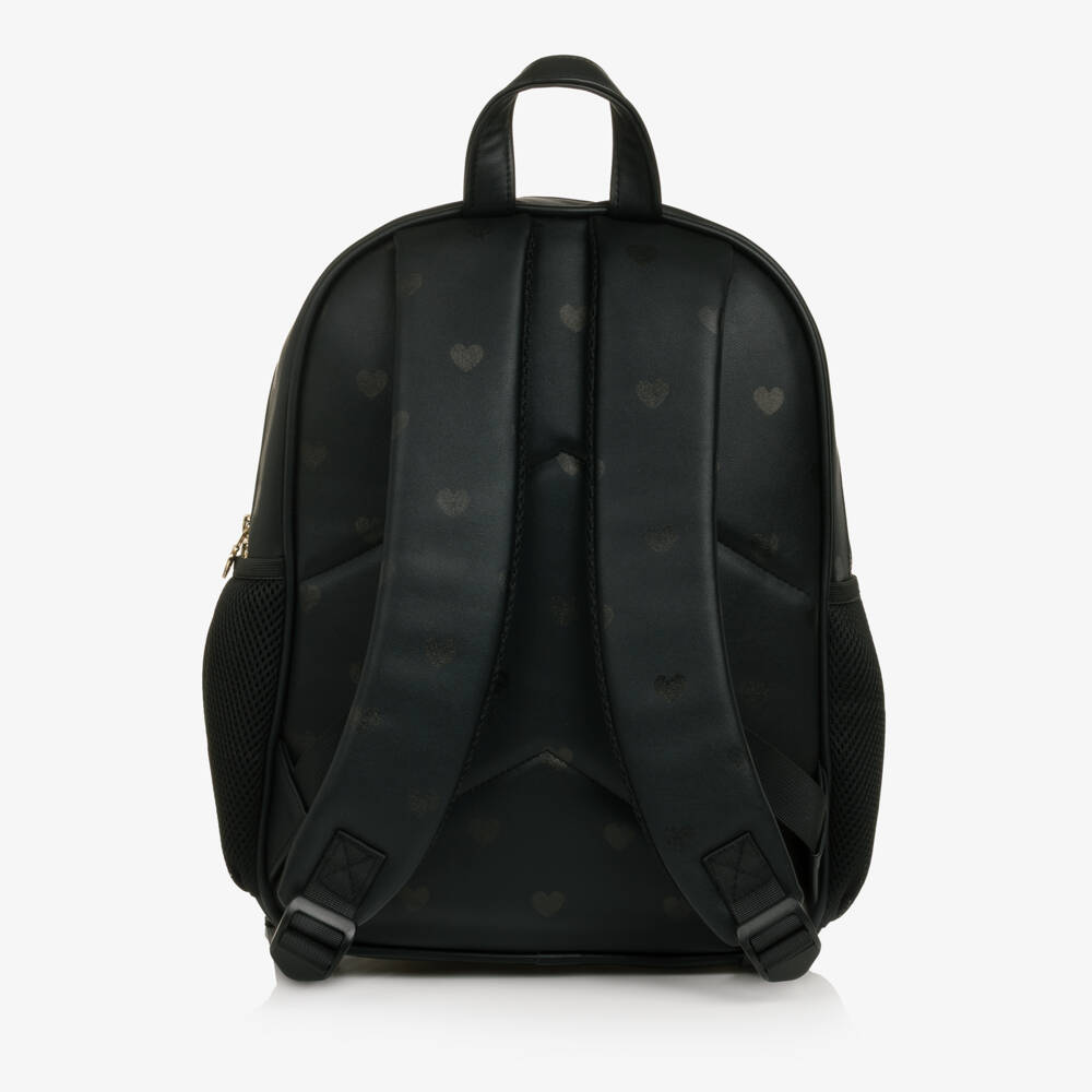 Caramelo Kids-Girls Black Backpack with Heart Print (37cm) | Childrensalon