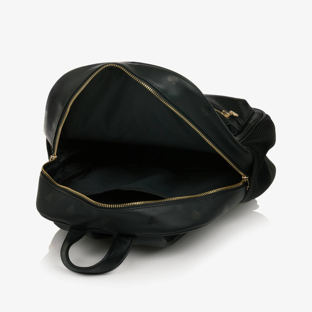 Caramelo Kids-Girls Black Backpack with Heart Print (37cm) | Childrensalon
