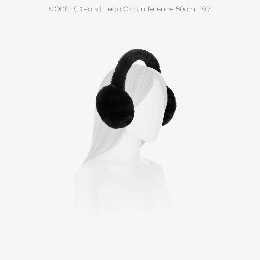 Caramelo Kids-Girls Black Fluffy Faux Fur Earmuffs | Childrensalon