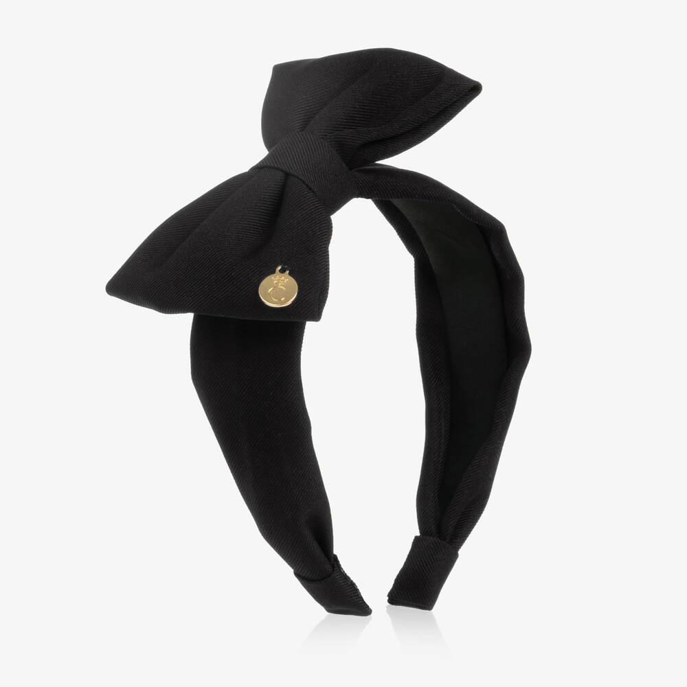 Caramelo Kids-Girls Black Hairband with Bow | Childrensalon