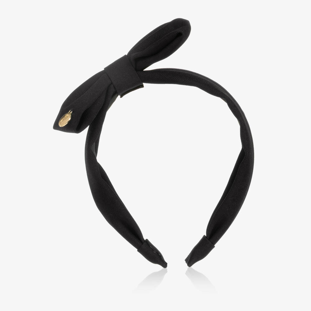 Caramelo Kids-Girls Black Hairband with Bow | Childrensalon