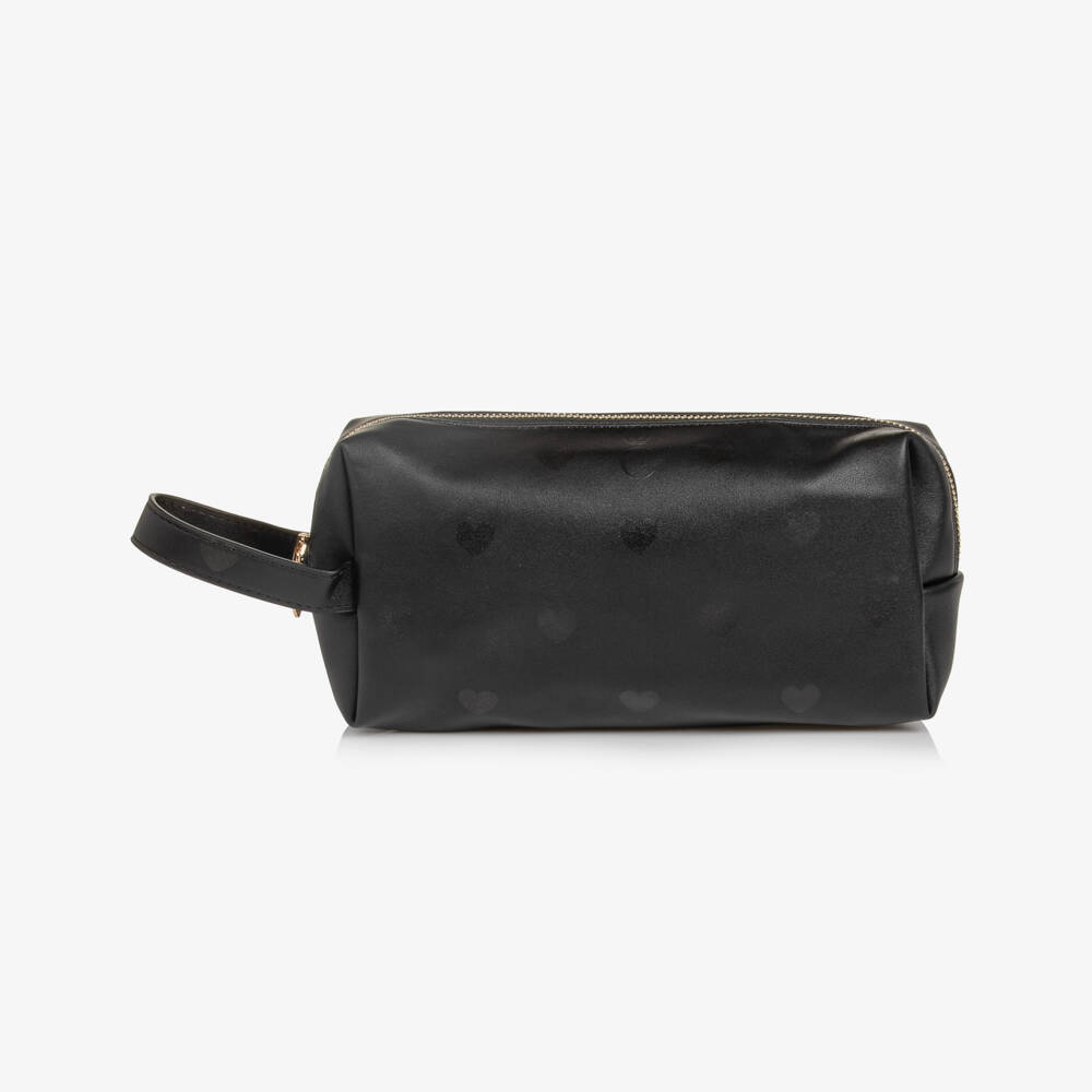 Caramelo Kids-Girls Black Heart Print Pencil Case (27cm) | Childrensalon