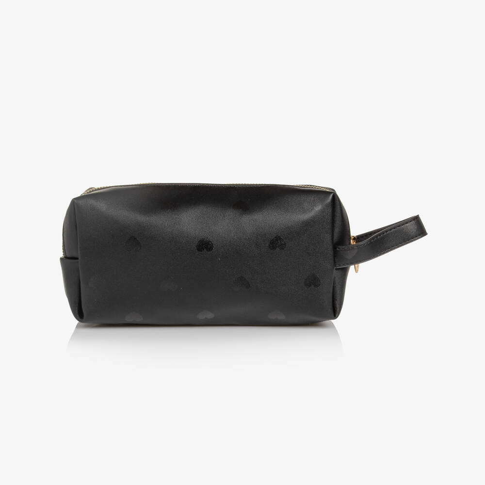 Caramelo Kids-Girls Black Heart Print Pencil Case (27cm) | Childrensalon
