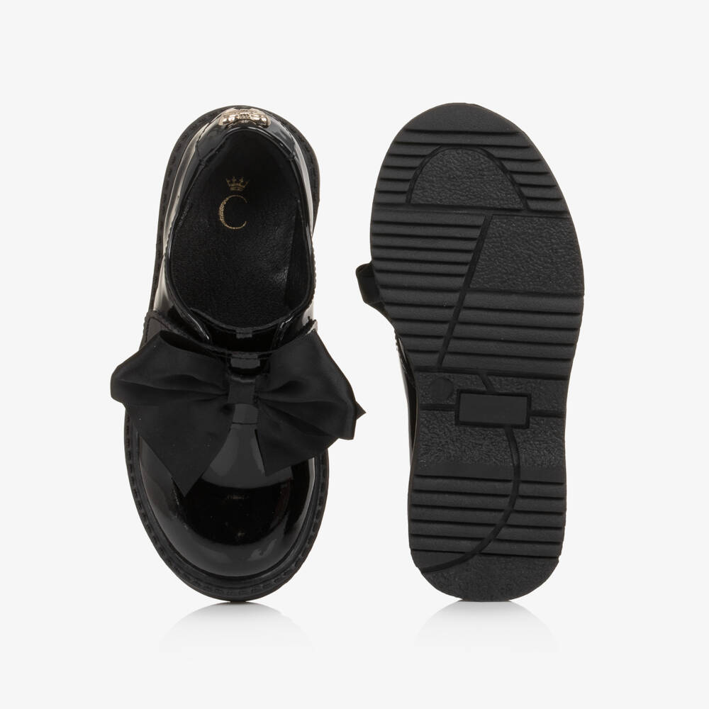 Caramelo Kids-Girls Black Patent School Shoes with Bow | Childrensalon