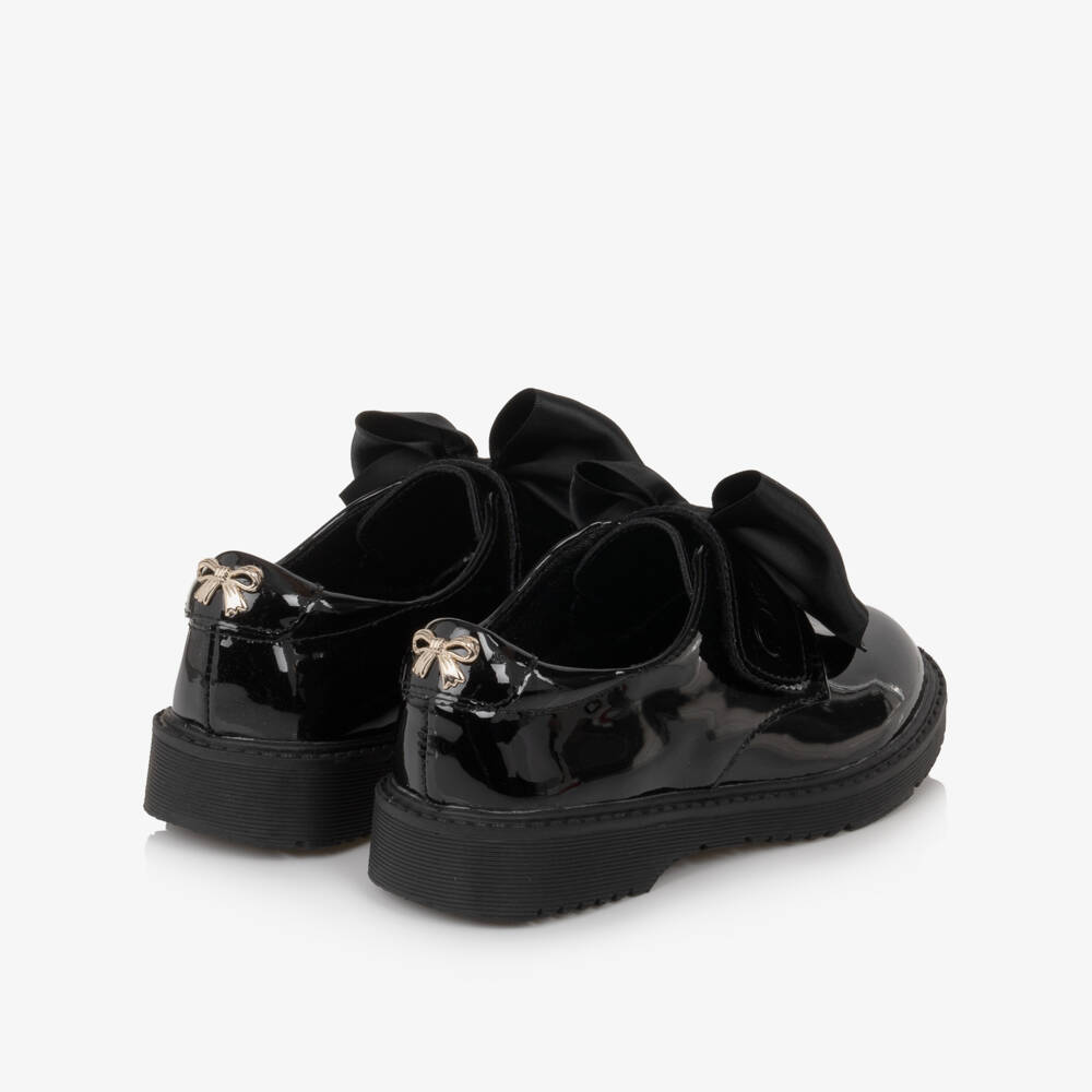 Caramelo Kids-Girls Black Patent School Shoes with Bow | Childrensalon