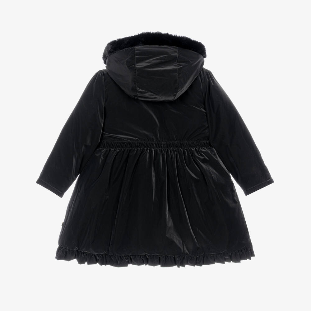Caramelo Kids-Girls Black School Coat with Ruffles & Bows | Childrensalon