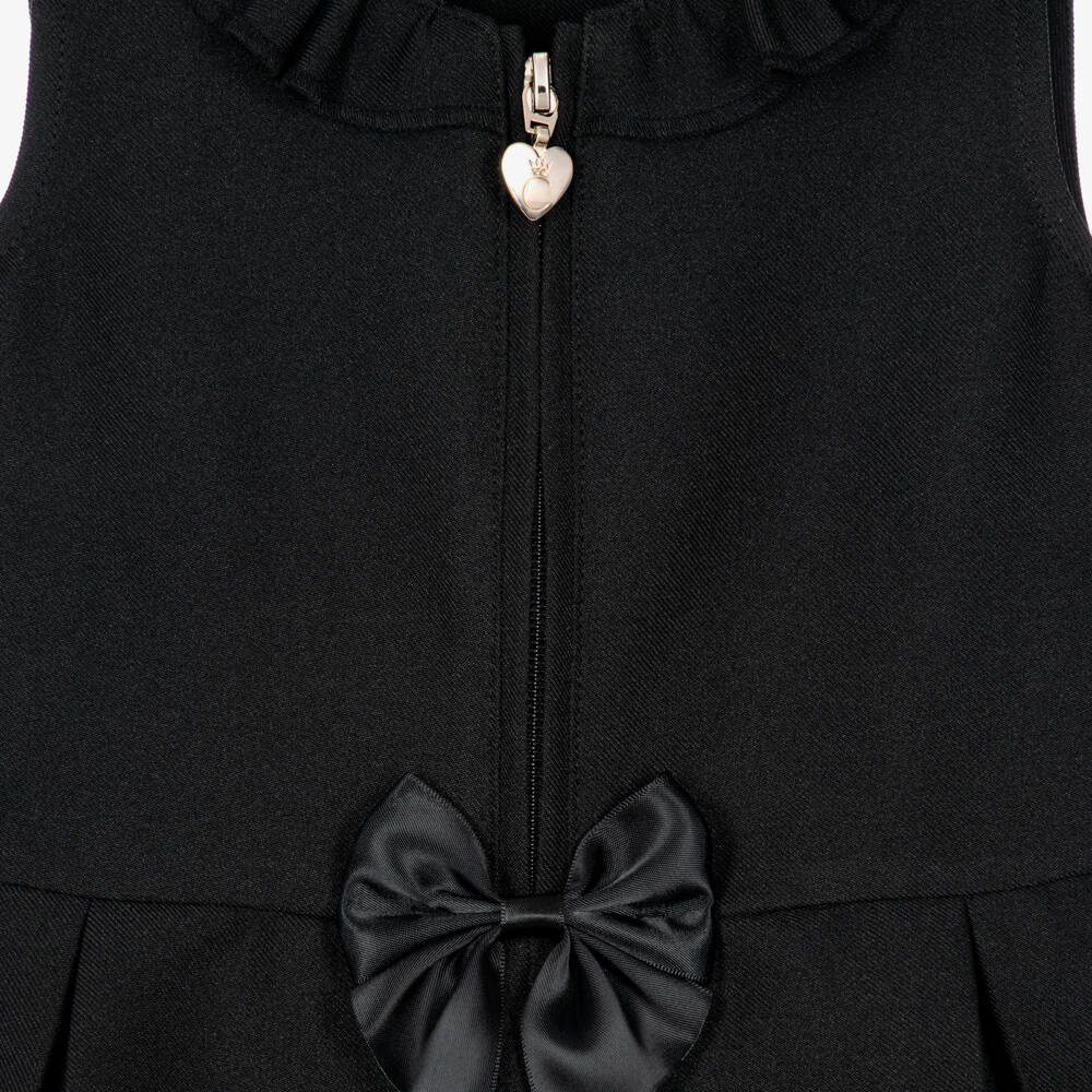 Caramelo Kids-Girls Black School Pinafore Dress with Bows | Childrensalon