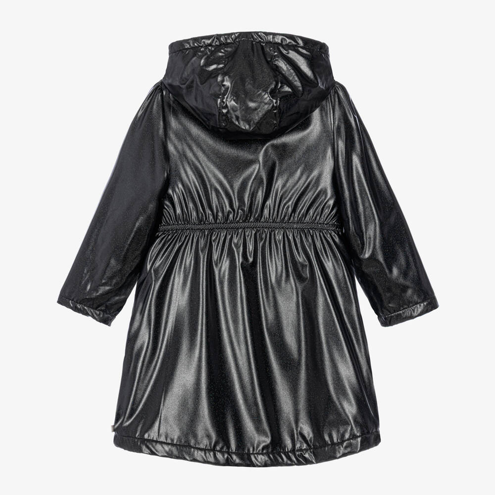 Caramelo Kids-Girls Black School Raincoat with Reflective Glitter | Childrensalon