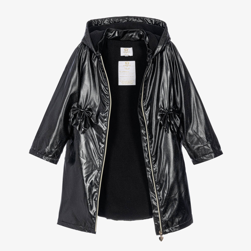 Caramelo Kids-Girls Black School Raincoat with Reflective Glitter | Childrensalon
