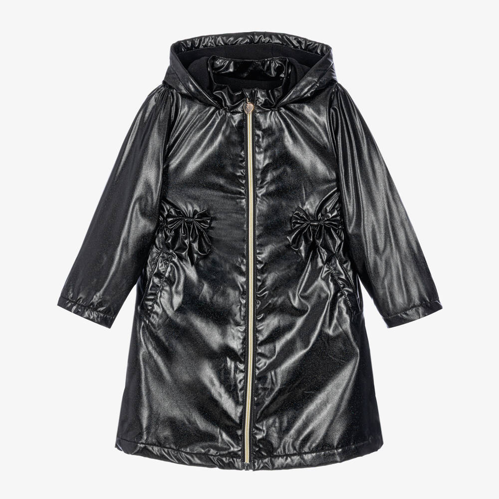 Caramelo Kids-Girls Black School Raincoat with Reflective Glitter | Childrensalon
