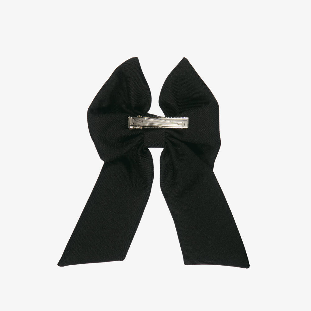 Caramelo Kids-Girls Black Twill Bow Hair Clip (11cm) | Childrensalon