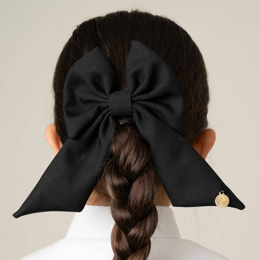 Caramelo Kids-Girls Black Twill Bow Hair Clip (11cm) | Childrensalon