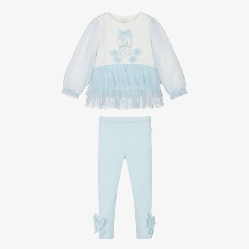 Caramelo Kids-طقم ليقنز باليرينا تول وقطن لون أزرق للبنات | Childrensalon