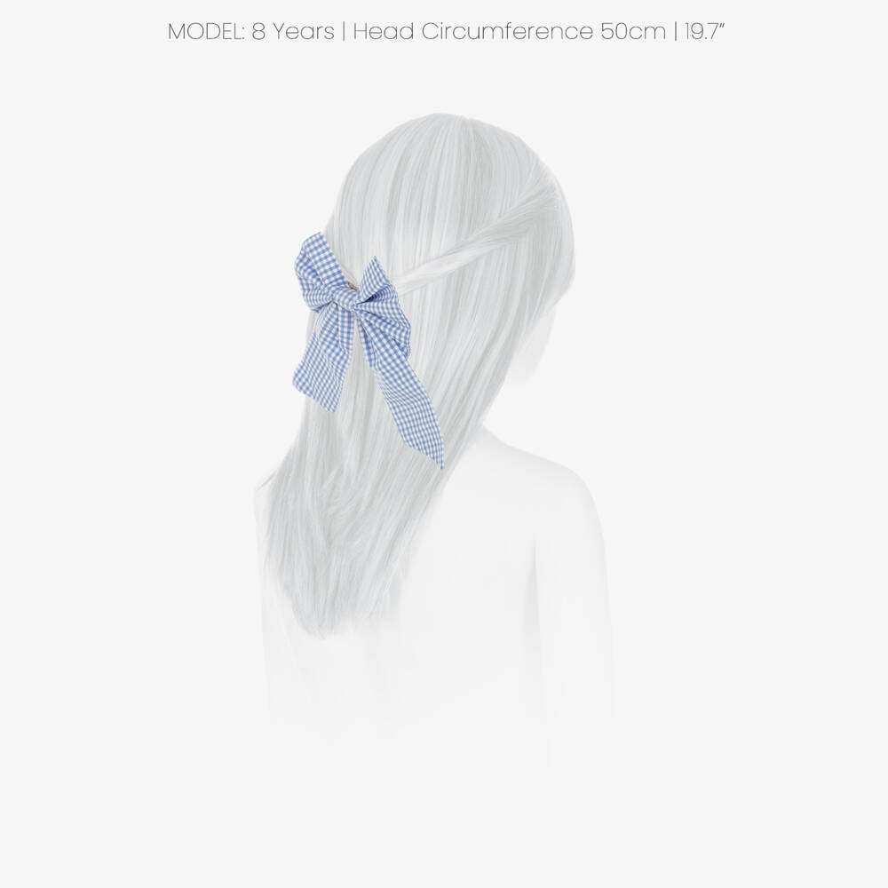 Caramelo Kids-Girls Blue Gingham Bow Hair Clip (12cm) | Childrensalon