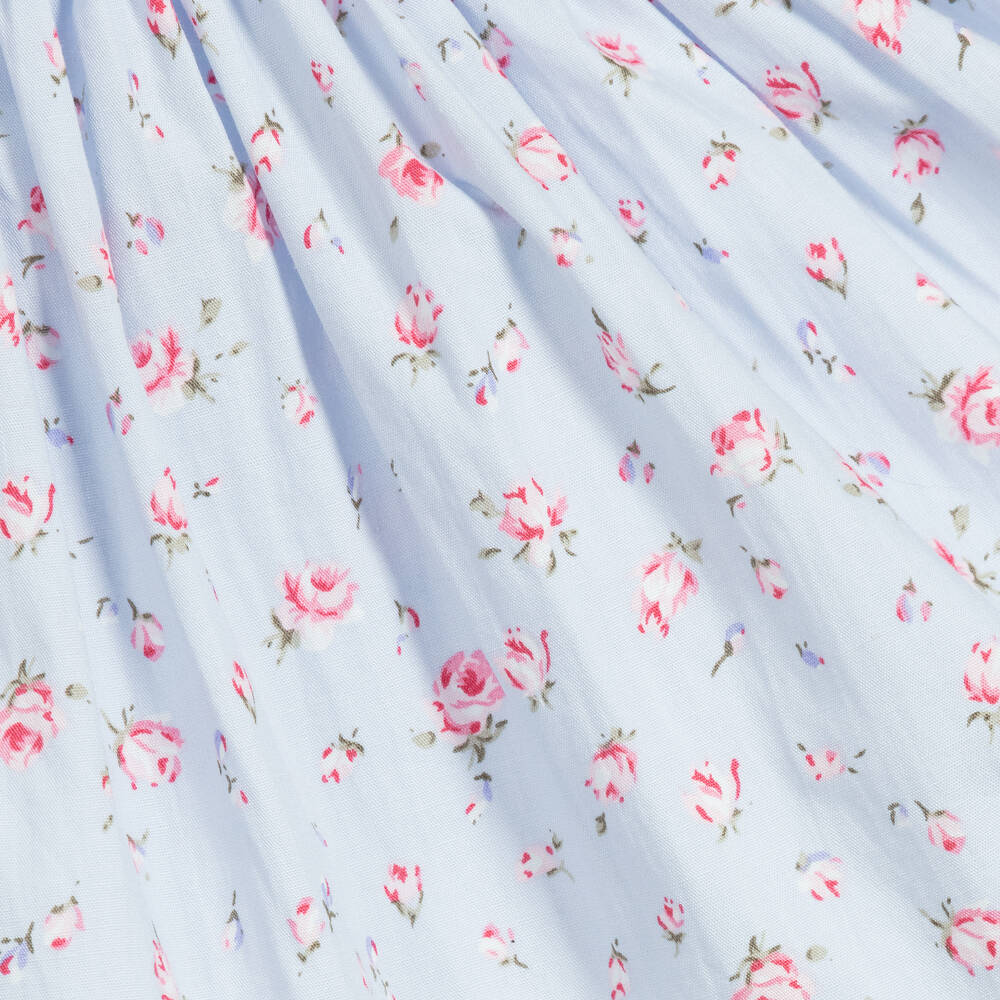 Caramelo Kids-Girls Blue Hand-Smocked Cotton Nightie Set | Childrensalon