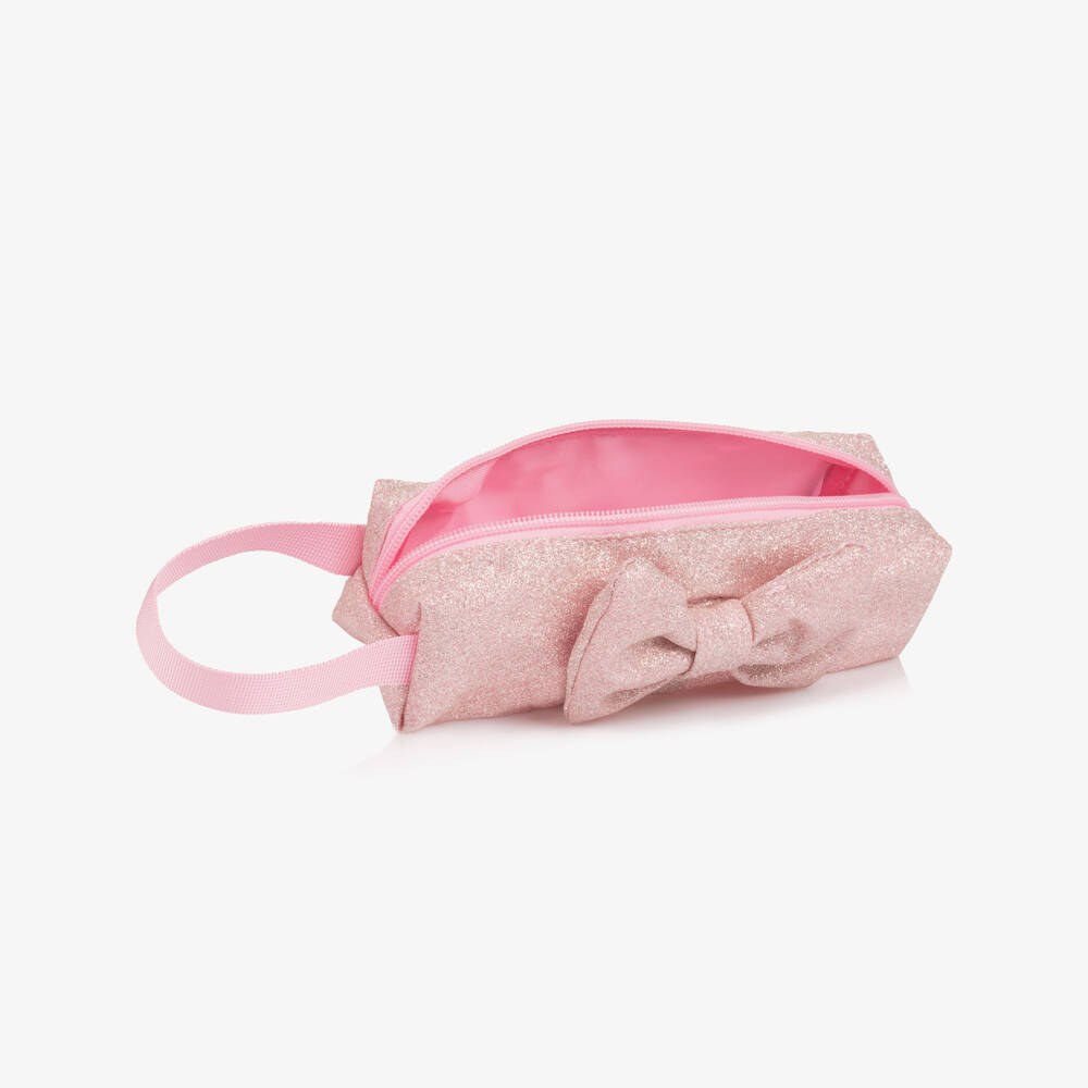 Caramelo Kids-Girls Glittery Pink Bow Pencil Case (19cm) | Childrensalon
