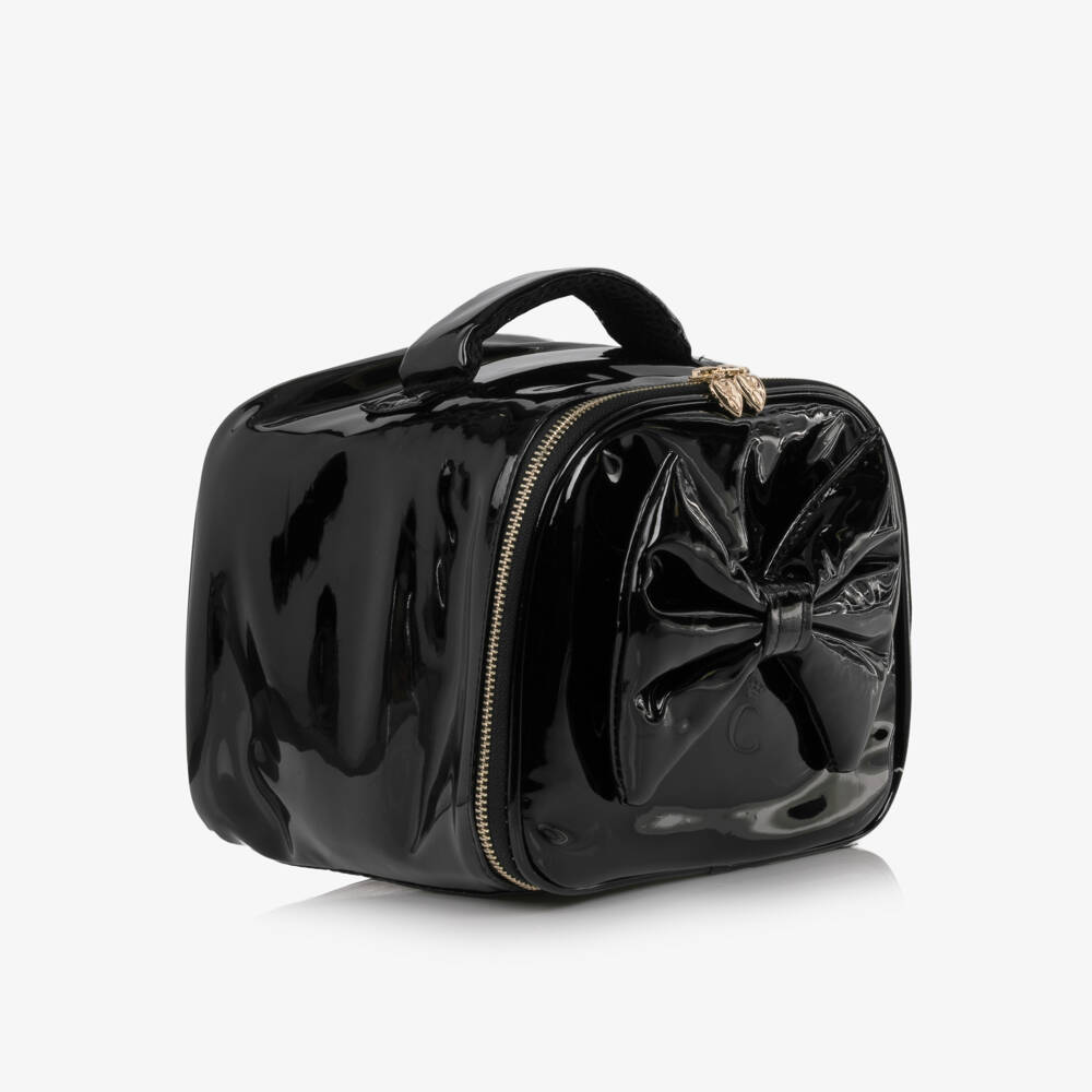 Caramelo Kids-Girls Glossy Black Patent Lunch Bag (20cm) | Childrensalon
