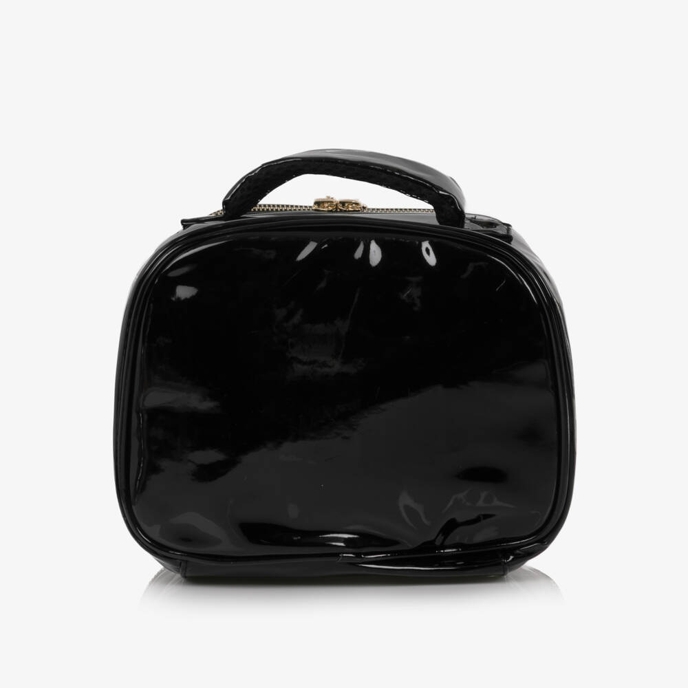 Caramelo Kids-Girls Glossy Black Patent Lunch Bag (20cm) | Childrensalon