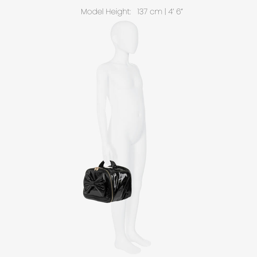 Caramelo Kids-Girls Glossy Black Patent Lunch Bag (20cm) | Childrensalon