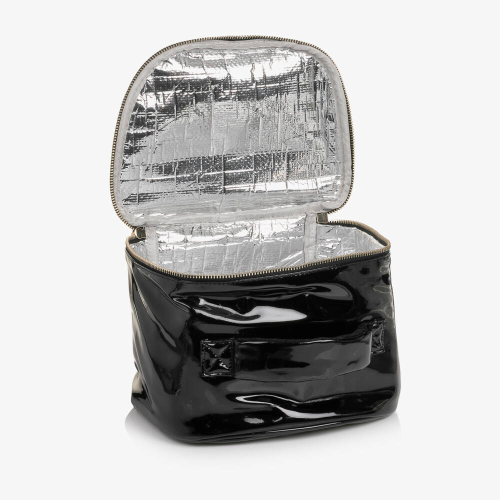Caramelo Kids-Girls Glossy Black Patent Lunch Bag (20cm) | Childrensalon