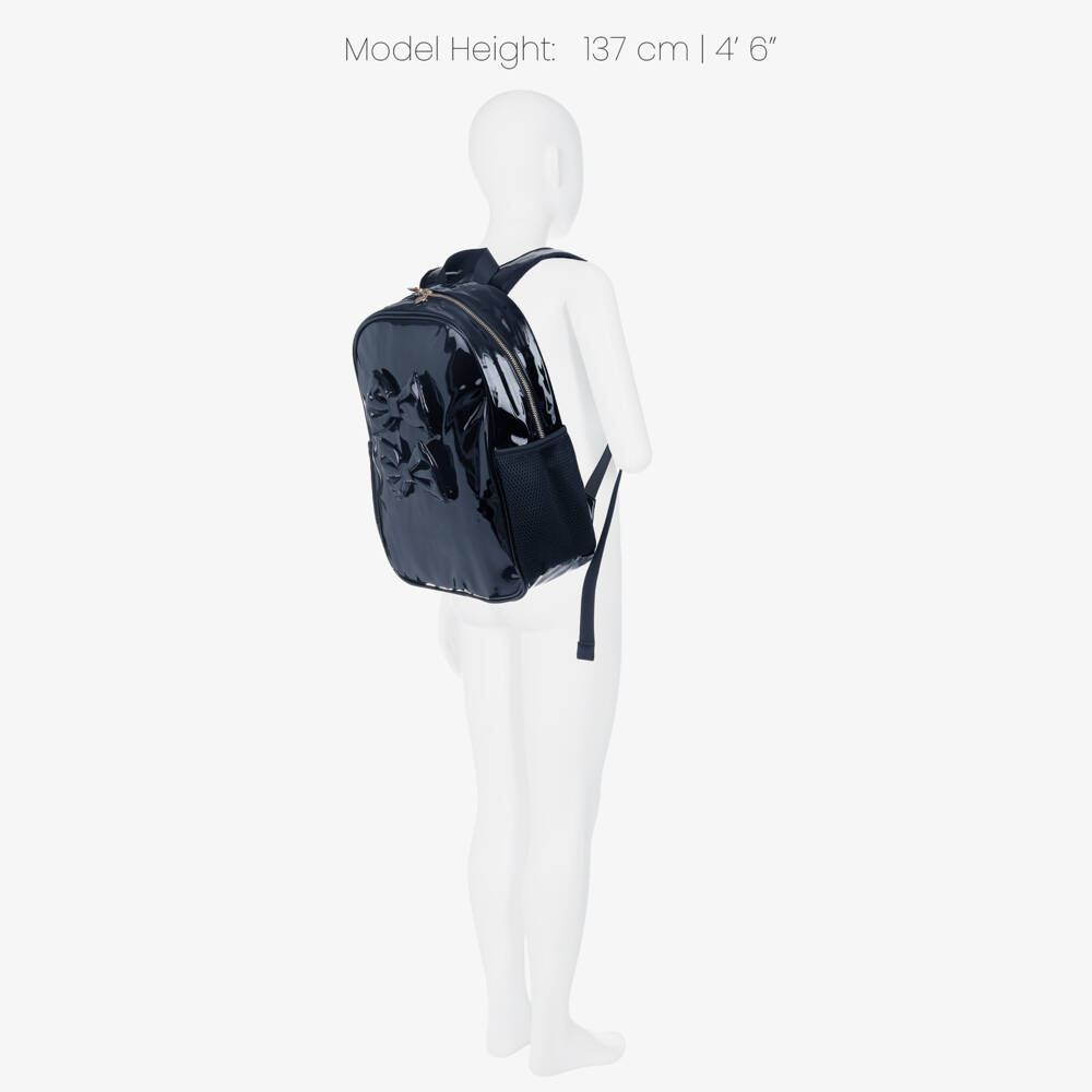 Caramelo Kids-Girls Glossy Blue Patent Backpack (35cm) | Childrensalon
