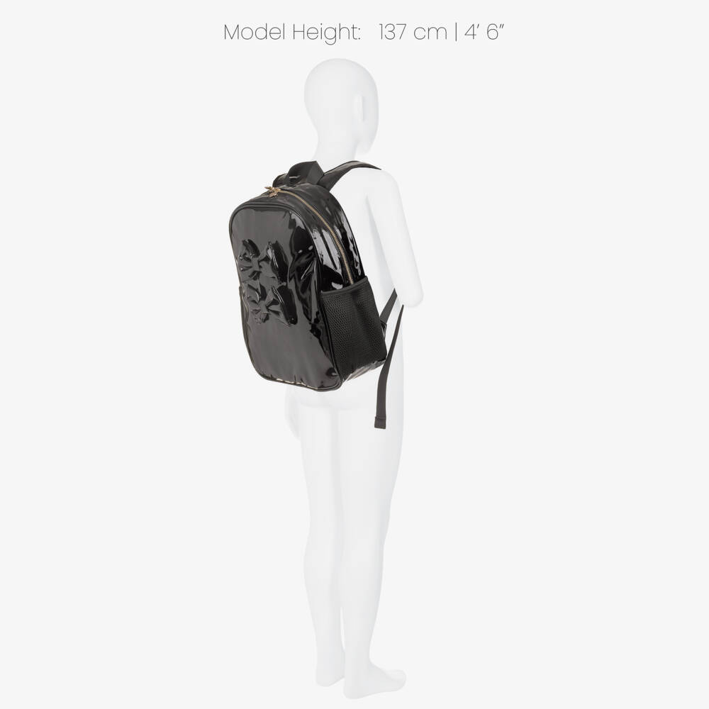 Caramelo Kids-Girls Glossy Grey Patent Backpack (35cm) | Childrensalon