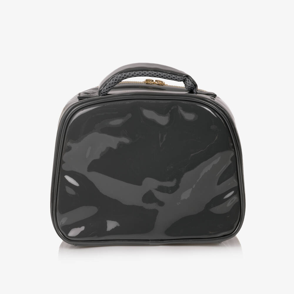 Caramelo Kids-Girls Glossy Grey Patent Lunch Bag (20cm) | Childrensalon