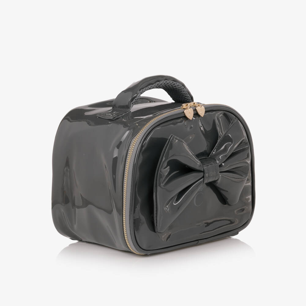 Caramelo Kids-Girls Glossy Grey Patent Lunch Bag (20cm) | Childrensalon