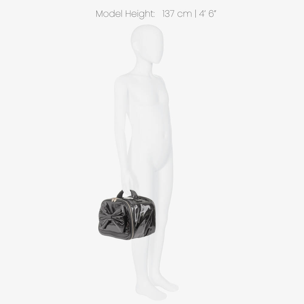 Caramelo Kids-Girls Glossy Grey Patent Lunch Bag (20cm) | Childrensalon