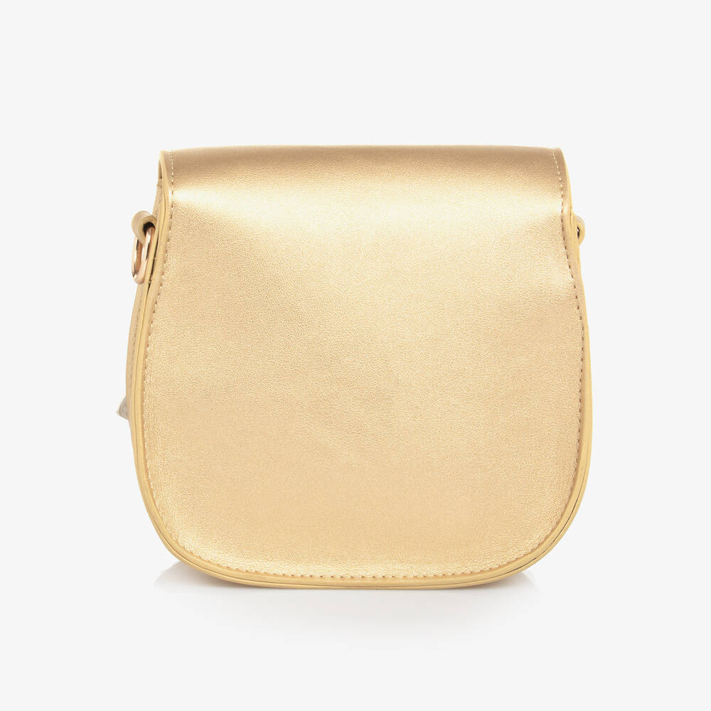 Caramelo Kids-حقيبة بفيونكة جلد صناعي لون ذهبي (16 سم) | Childrensalon