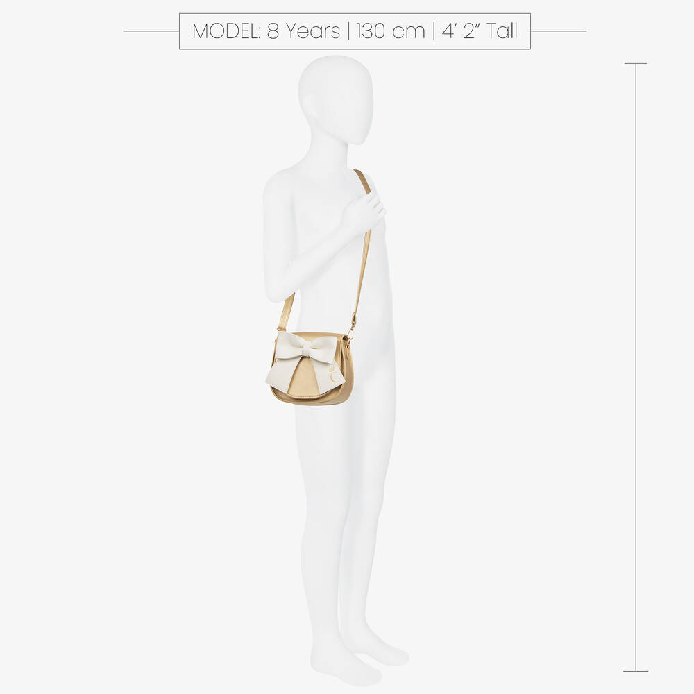 Caramelo Kids-حقيبة بفيونكة جلد صناعي لون ذهبي (16 سم) | Childrensalon