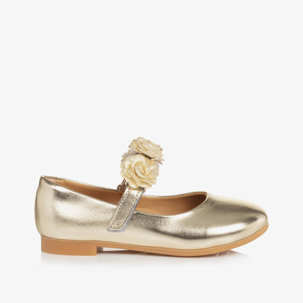 Caramelo Kids-حذاء ماري جين بورود لون ذهبي للبنات | Childrensalon