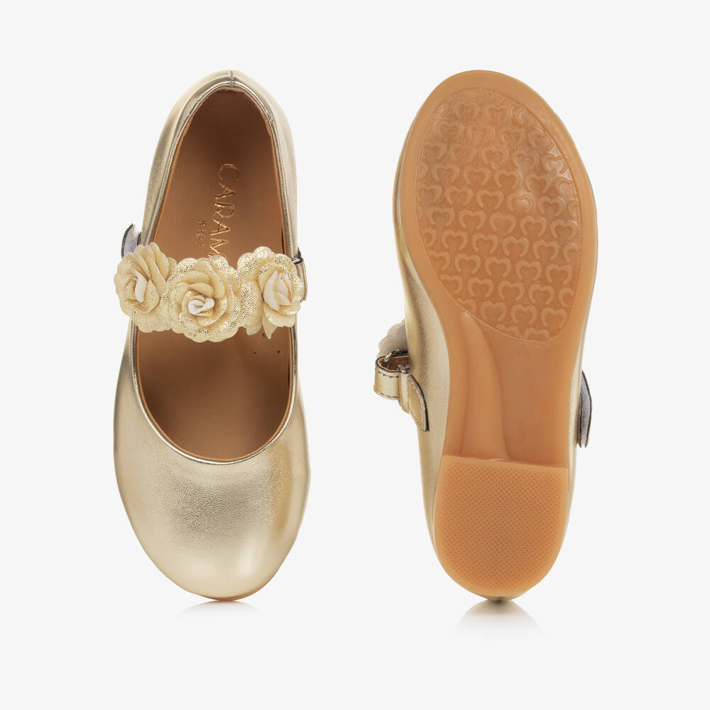 Caramelo Kids-حذاء ماري جين بورود لون ذهبي للبنات | Childrensalon