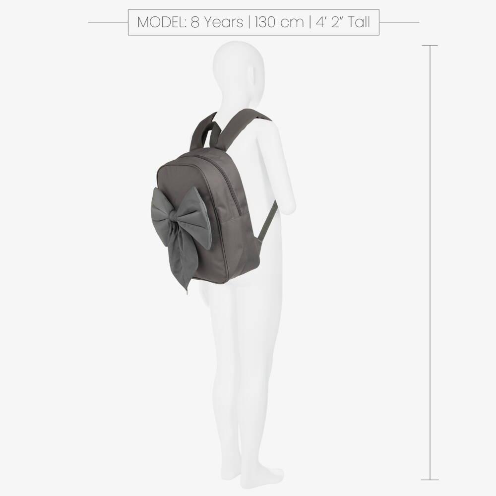 Caramelo Kids-Girls Grey Bow Backpack (35cm) | Childrensalon