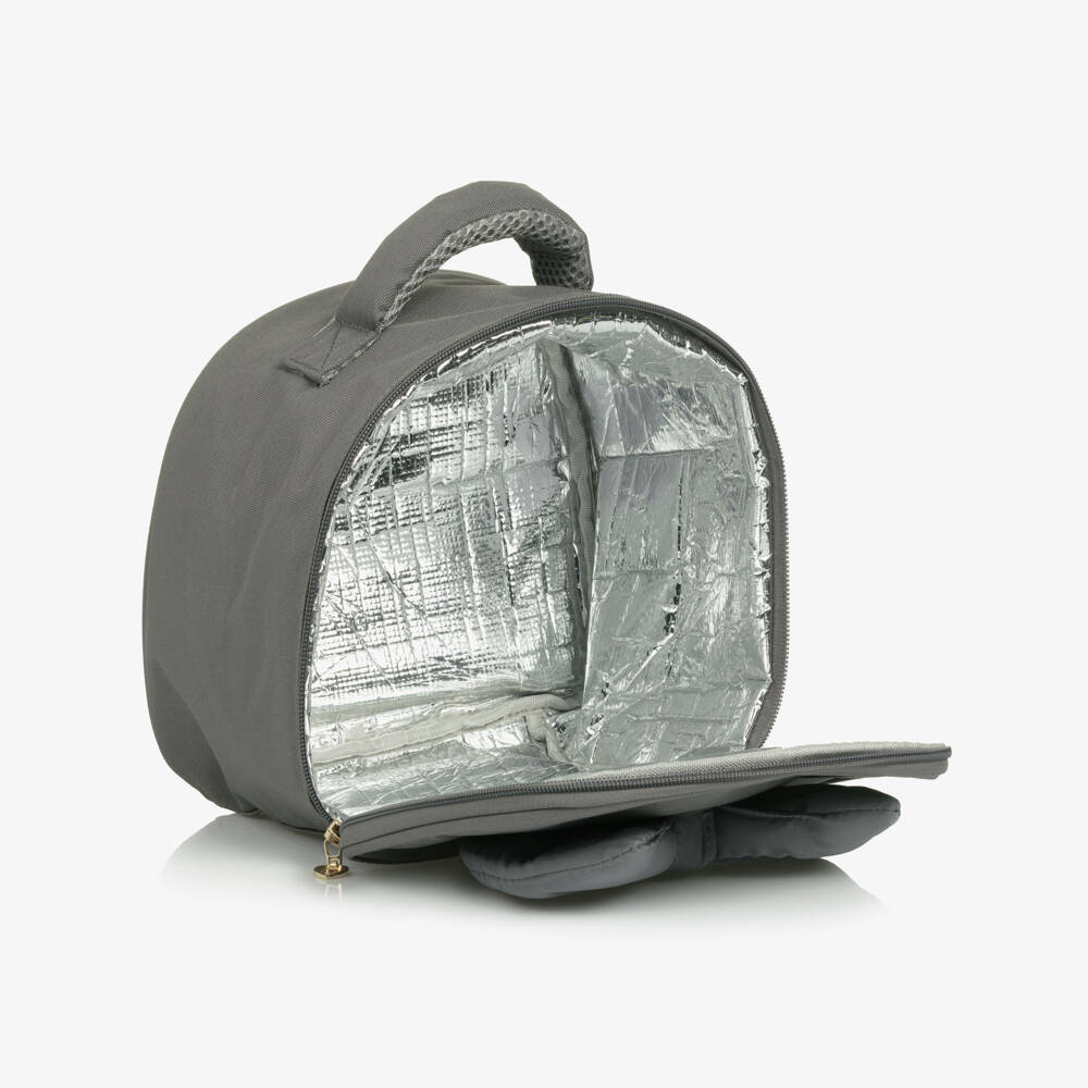 Caramelo Kids-حقيبة لحفظ الطعام بفيونكة لون رمادي للبنات (25 سم) | Childrensalon