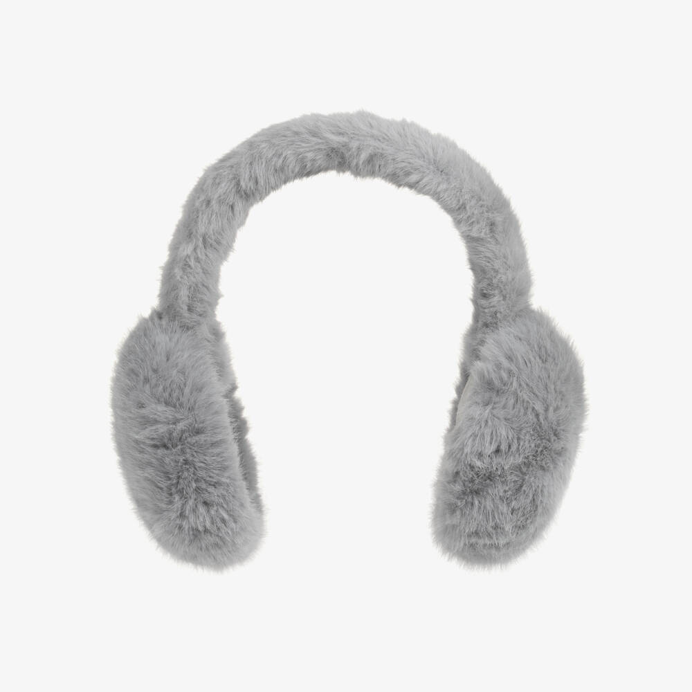 Caramelo Kids-Girls Grey Fluffy Faux Fur Earmuffs | Childrensalon