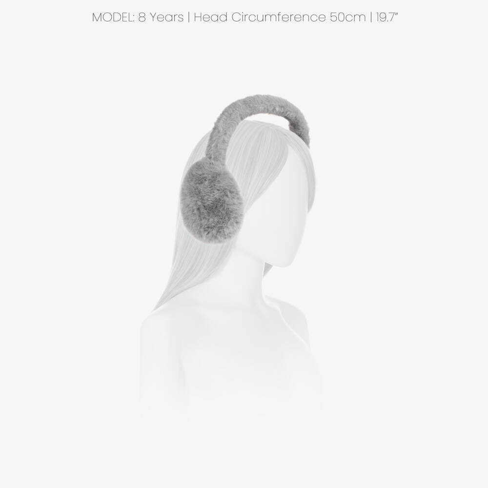 Caramelo Kids-Girls Grey Fluffy Faux Fur Earmuffs | Childrensalon